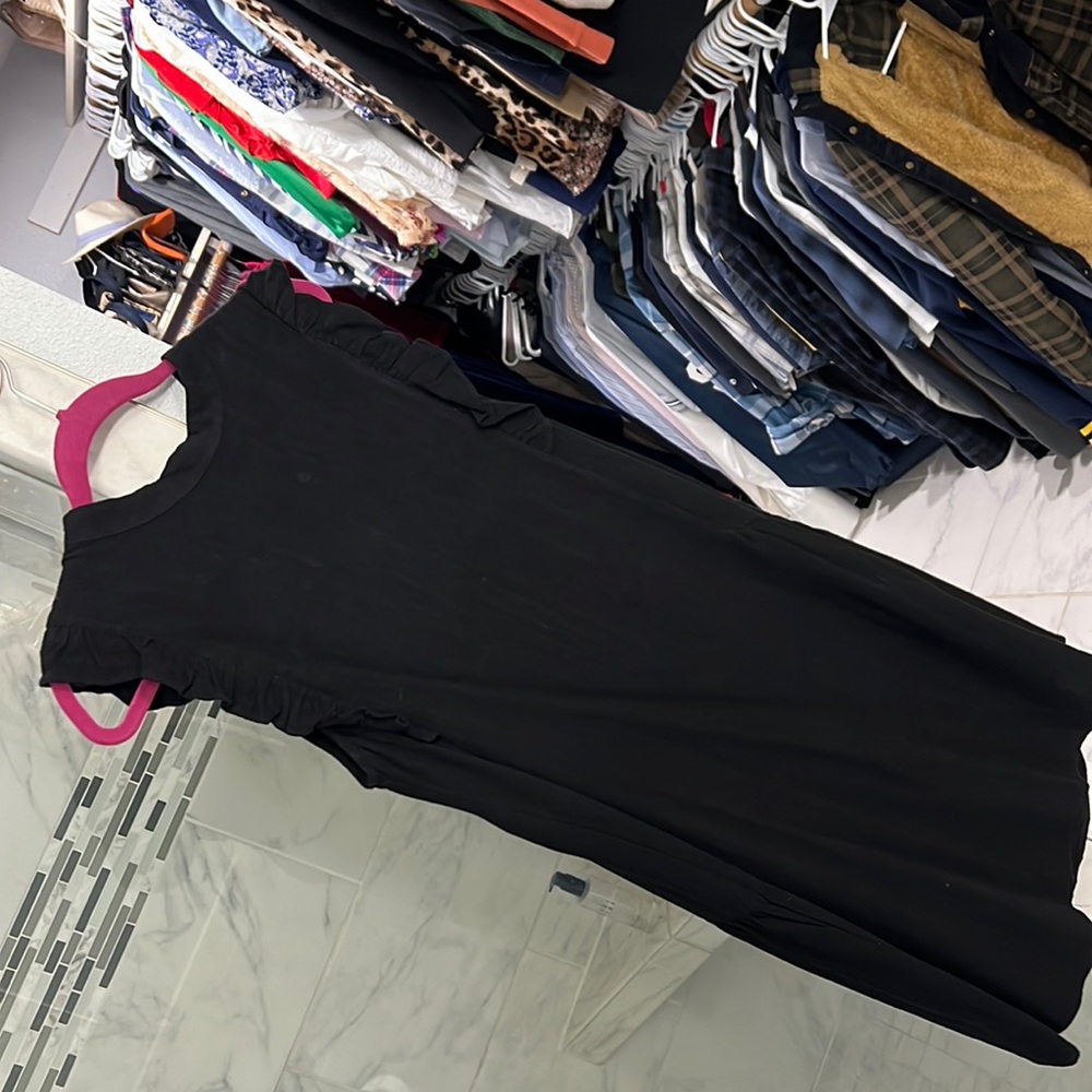 Black linen day dress